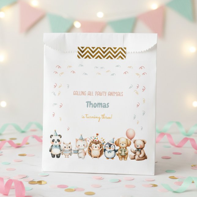 Calling all pawty animals birthday party favour bag (Creator Uploaded)