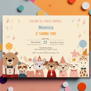 Calling all pawty animals birthday party invitation