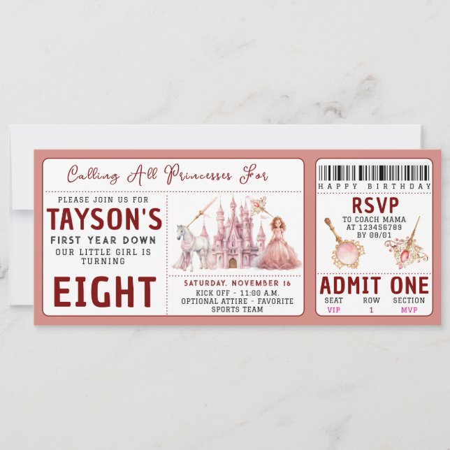 Calling All Princesses Magical Castle 8th Birthday Invitation (Front)