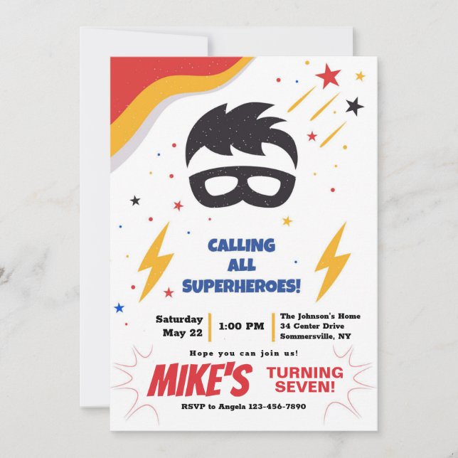 Calling All Superheroes Birthday Party Invitation (Front)