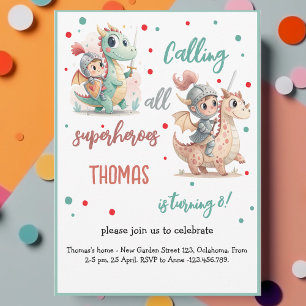 Calling all superheroes, heroes kids birthday invitation