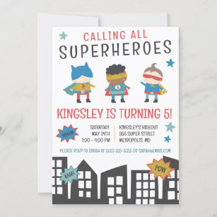 Calling all Superheroes!  Superhero Birthday Party Invitation
