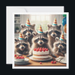 Calling all wild creatures! Raccoon birthday Invitation<br><div class="desc">A really cute invitation picturing raccoons with a birthday cake and party hats, a great invitation for raccoon lovers and nature lovers.
The card can be fully edited and personalized to fit your needs.</div>