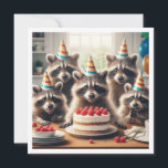 Calling all wild creatures! Raccoon birthday  Invitation<br><div class="desc">A really cute invitation picturing raccoons with a birthday cake and party hats,  a great invitation for raccoon lovers and nature lovers.
The card can be fully edited and personalized to fit your needs.</div>