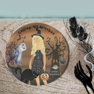 Calling All Witches Halloween Party Birthday Paper Plate