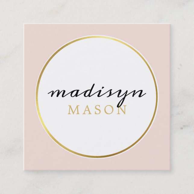 CALLING CARD circle border black gold blush pink (Front)