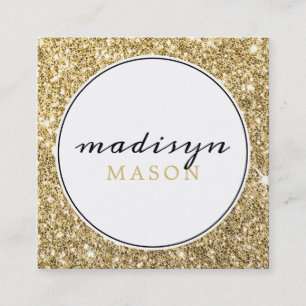 CALLING CARD circle border black gold glitter