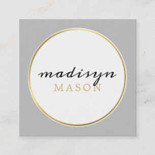CALLING CARD circle border black gold pale grey