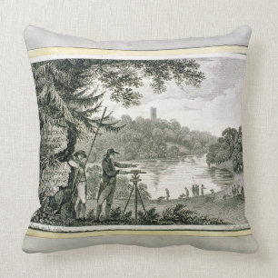 Calling card of Humphrey Repton, engraved by Thoma Throw Pillow