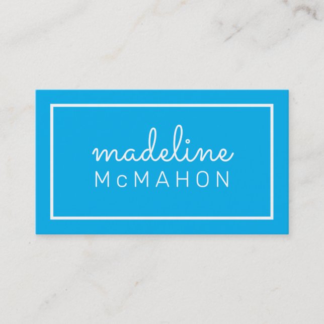 CALLING CARD preppy modern chic simple aqua blue (Front)