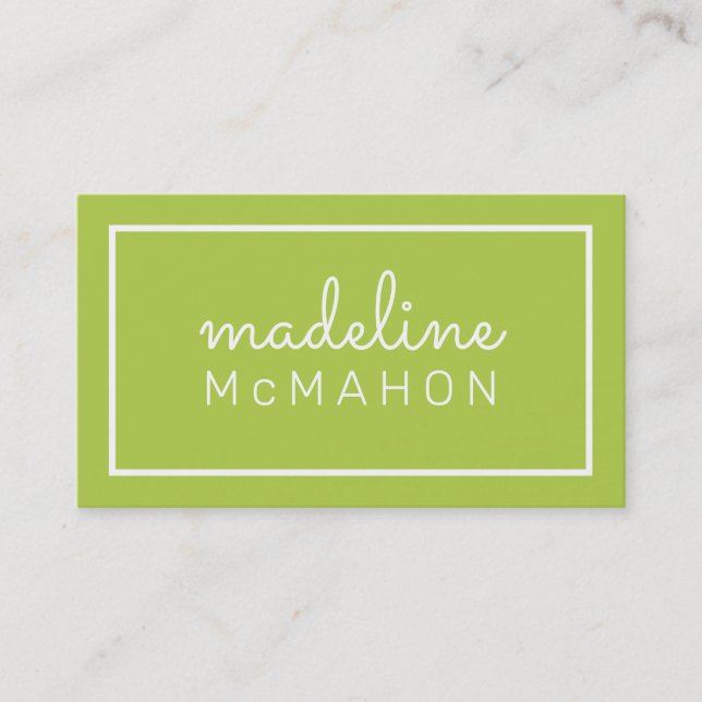 CALLING CARD preppy modern chic simple lime green (Front)