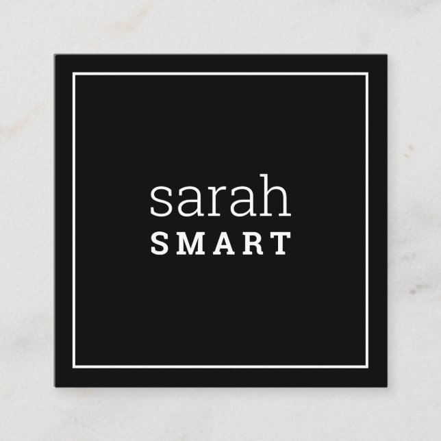 CALLING CARD square edgey modern black white (Front)
