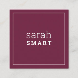 CALLING CARD square edgey modern burgundy dark red