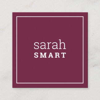 CALLING CARD square edgey modern burgundy dark red