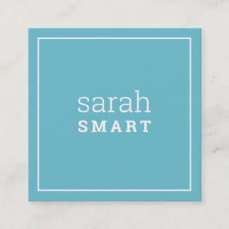 CALLING CARD square edgey modern turquoise blue