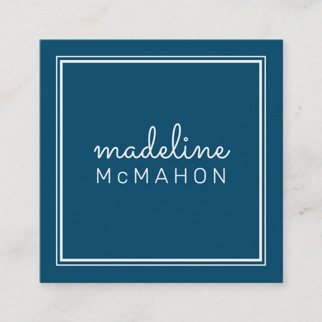 CALLING CARD square preppy modern bold marine blue (Front)