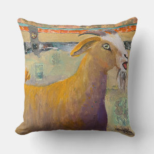 Calling Goat throw pillow 