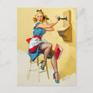 Calling Pin Up Postcard