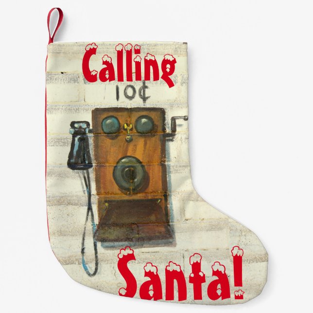 calling santa christmas stocking (Front)
