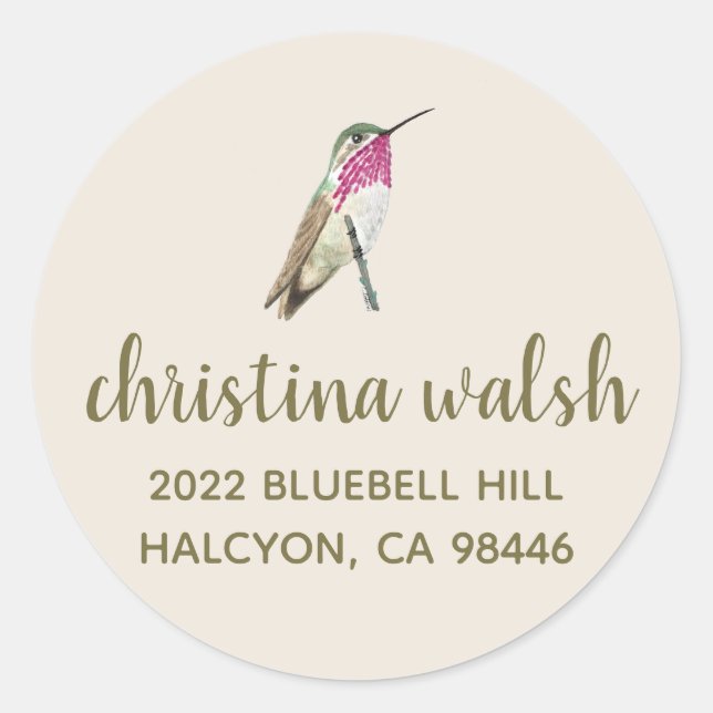 Calliope Hummingbird Envelope Seal (Front)