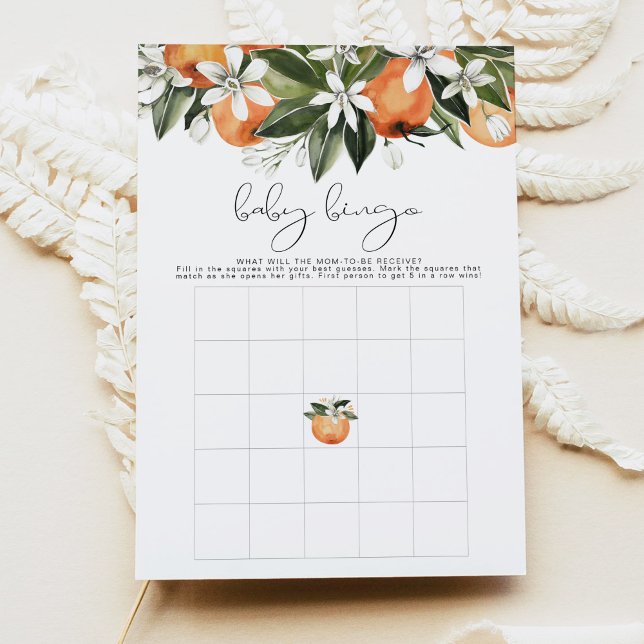 CALLIOPE Little Cutie Orange Baby Shower Bingo Invitation (Creator Uploaded)