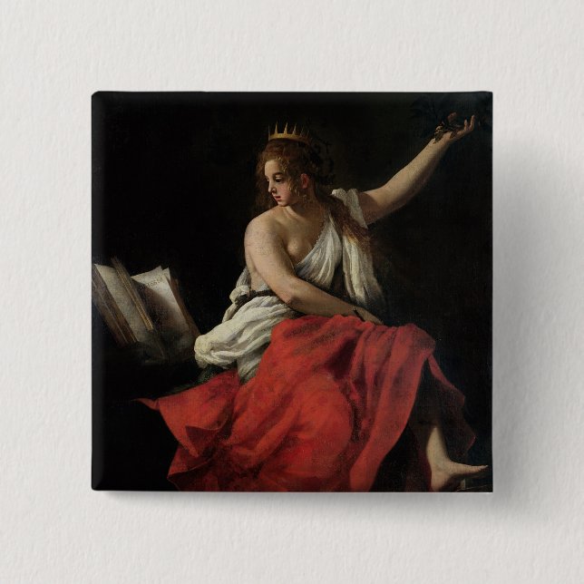 Calliope, Muse of Epic Poetry 2 Inch Square Button (Front)