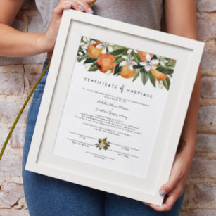 Calliope - Orange Blossom Marriage Certificate Poster