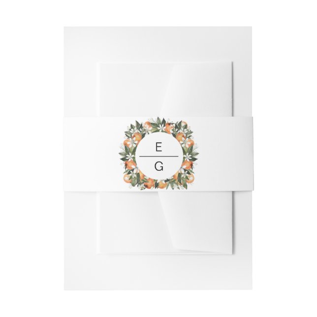 Calliope - Watercolor Orange Blossom Citrus Invitation Belly Band (Front Example)