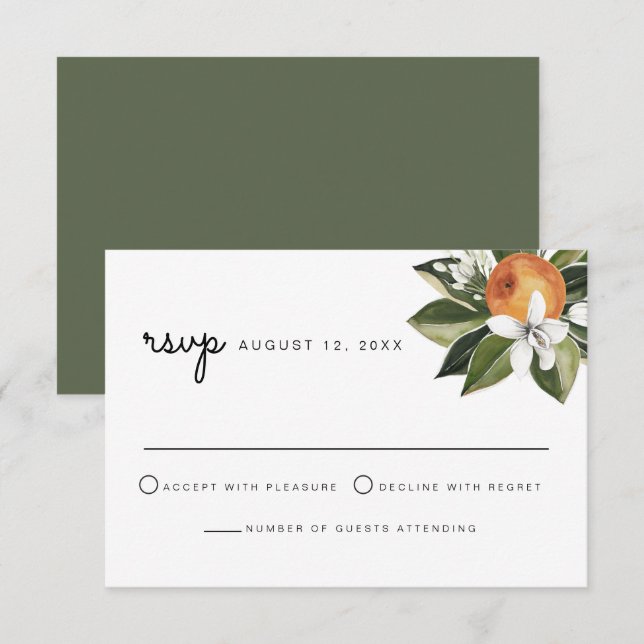 Calliope - Watercolor Orange Blossom RSVP Card (Front/Back)