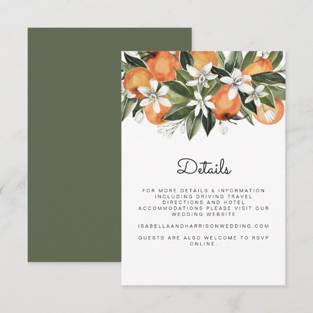 Calliope - Watercolor Tropical Orange Enclosure Invitation (Front/Back)