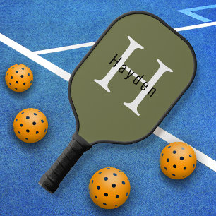 Calliste Green Custom Monogram Cute Trendy Simple Pickleball Paddle