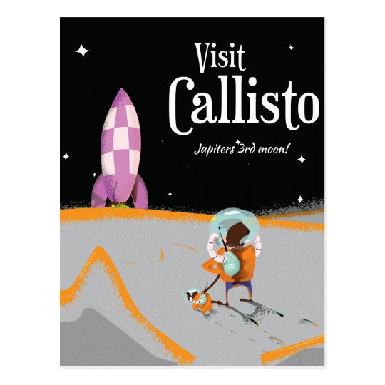 Callisto (jupiter moon) vintage travel poster postcard