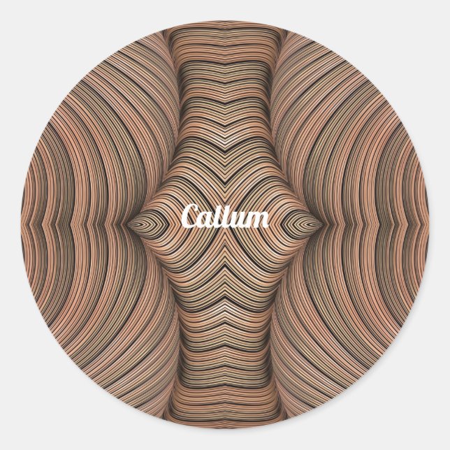 CALLUM ~ Pretty Shades of Brown Fractal ~  Classic Round Sticker (Front)
