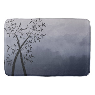 Calm and Dramatic Bamboo and mountain view Scene Bath Mat