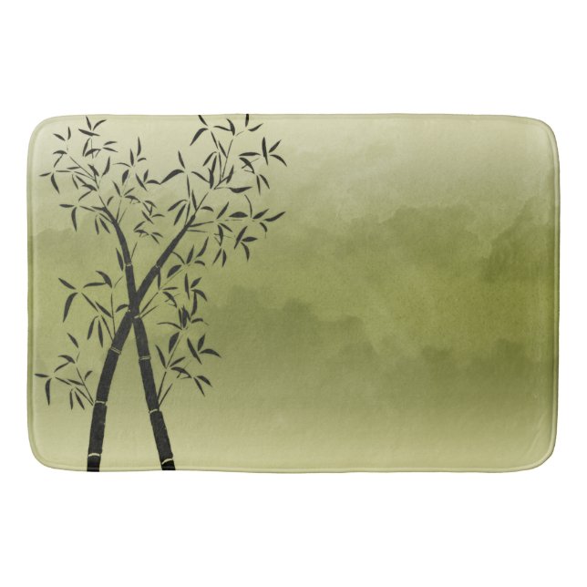 Calm and Dramatic Bamboo and mountain view Scene Bath Mat (Front)