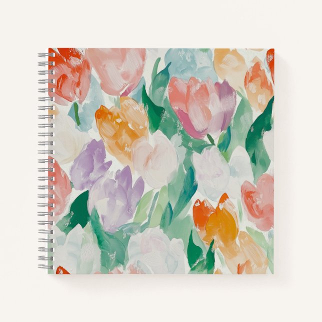 Calm and Gentle Tulips Squared Notebook (Front)