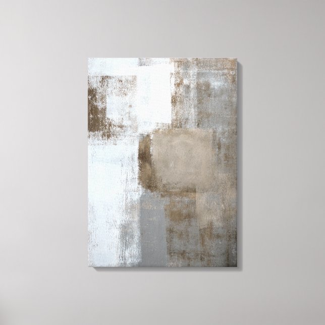 'Calm and Neutral' Grey and Brown Abstract Art Canvas Print (Front)