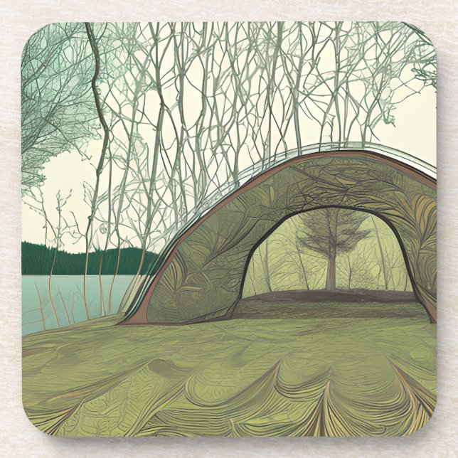 Calm and Peaceful Camping Scene Coaster (Front)