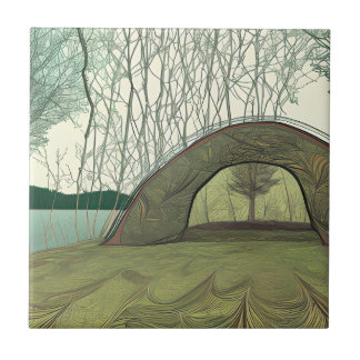 Calm and Peaceful Camping Scene Tile