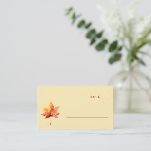 Calm Autumnal Maple Leaf Illustration Place Card