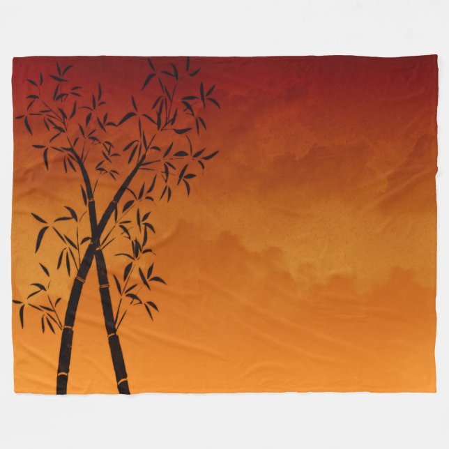 Calm Bamboo and mountain view Scene Fleece Blanket (Front (Horizontal))