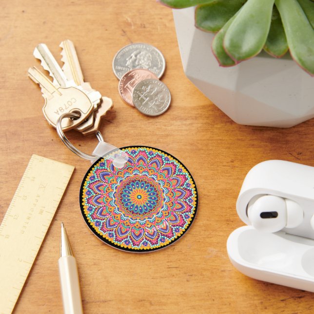 Calm Beautiful Colourful Floral Mandala Keychain (Desk)