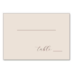 Calm Beige Minimalist Table Sign Number