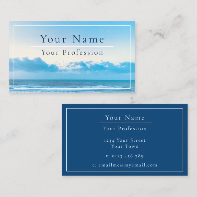 Calm Blue Beach Scene Customizable Business Card (Front/Back)