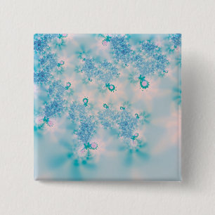 Calm Blue Meditation Butterfly Art 2 Inch Square Button