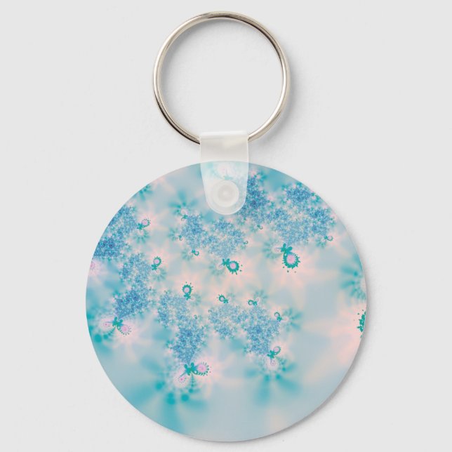 Calm Blue Meditation Butterfly Art Keychain (Front)