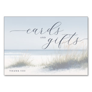 Calm Blue Minimalist Beach Scene Table Number