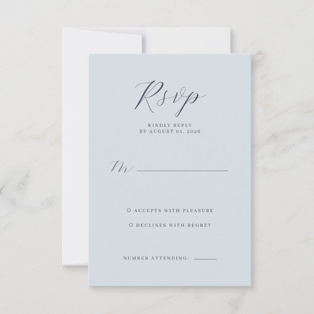 Calm Blue Minimalist RSVP Card (Front)