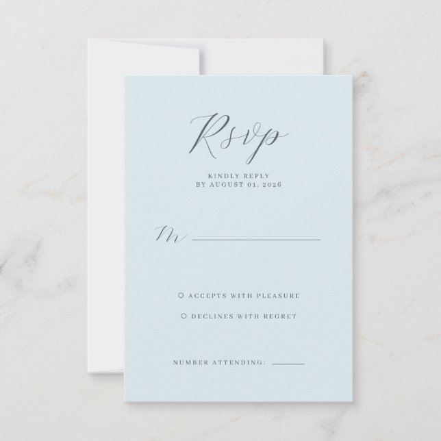 Calm Blue Minimalist RSVP Card (Front)