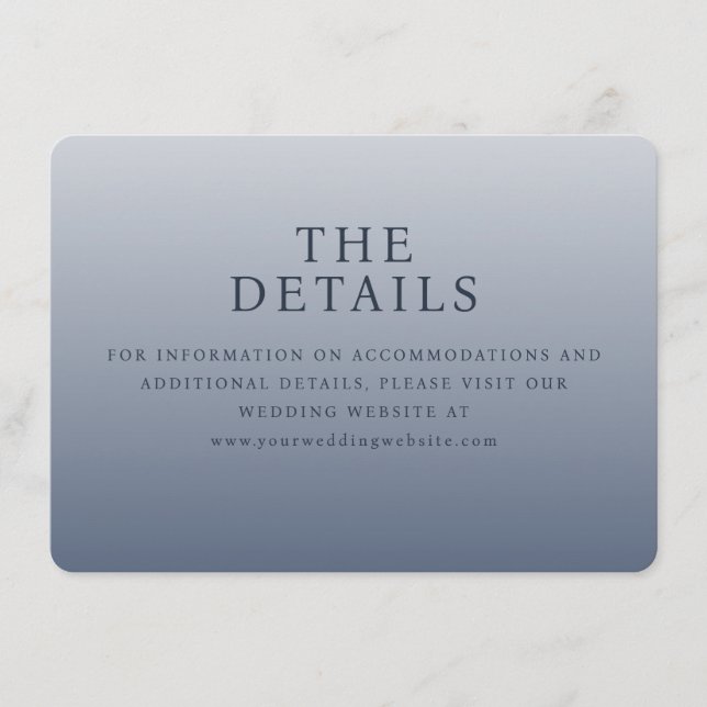 Calm Blue Minimalist Wedding Details Card (Front)